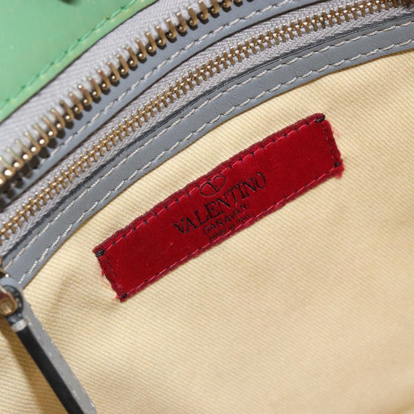 VALENTINO Studs Tote Bag Leather 2way Red Gold Auth BA13391A