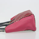 VALENTINO Studs Tote Bag Leather 2way Red Gold Auth BA13391A-4