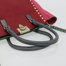 VALENTINO Studs Tote Bag Leather 2way Red Gold Auth BA13391A-7