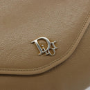 Christian Dior Chain Shoulder Bag Leather Beige Gold Auth BA13392-17
