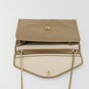 Christian Dior Chain Shoulder Bag Leather Beige Gold Auth BA13392-10