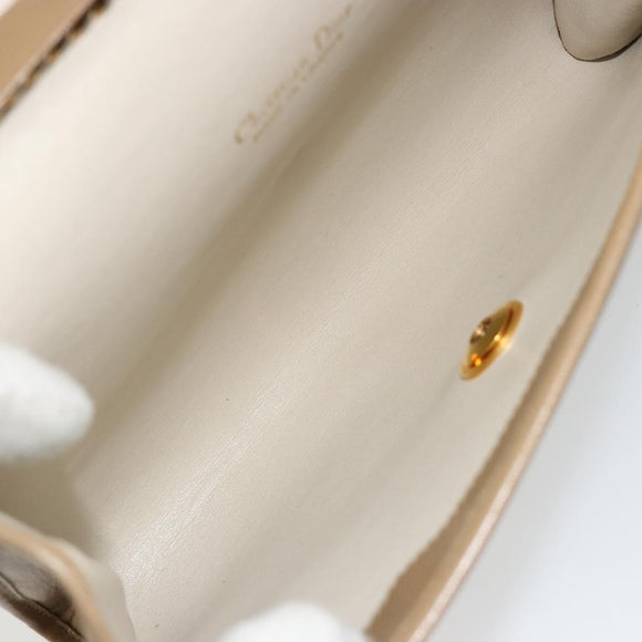 Christian Dior Chain Shoulder Bag Leather Beige Gold Auth BA13392