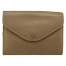 Christian Dior Chain Shoulder Bag Leather Beige Gold Auth BA13392-13