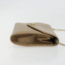 Christian Dior Chain Shoulder Bag Leather Beige Gold Auth BA13392-3
