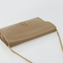 Christian Dior Chain Shoulder Bag Leather Beige Gold Auth BA13392-6