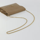 Christian Dior Chain Shoulder Bag Leather Beige Gold Auth BA13392-7