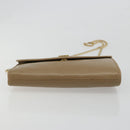 Christian Dior Chain Shoulder Bag Leather Beige Gold Auth BA13392-5