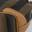 FENDI Pecan Canvas Purse Shoulder Bag PVC Brown Gold Auth BA13394-12