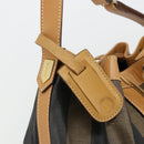 FENDI Pecan Canvas Purse Shoulder Bag PVC Brown Gold Auth BA13394-16
