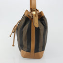 FENDI Pecan Canvas Purse Shoulder Bag PVC Brown Gold Auth BA13394-4