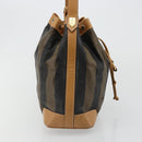 FENDI Pecan Canvas Purse Shoulder Bag PVC Brown Gold Auth BA13394-5