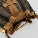 FENDI Pecan Canvas Purse Shoulder Bag PVC Brown Gold Auth BA13394-6