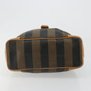 FENDI Pecan Canvas Purse Shoulder Bag PVC Brown Gold Auth BA13394-9