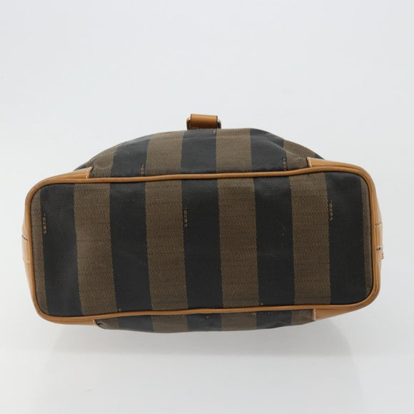 FENDI Pecan Canvas Purse Shoulder Bag PVC Brown Gold Auth BA13394