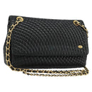 BALLY Chain Shoulder Bag Leather Black Gold Auth BA13398A-1