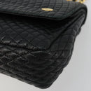 BALLY Chain Shoulder Bag Leather Black Gold Auth BA13398A-9