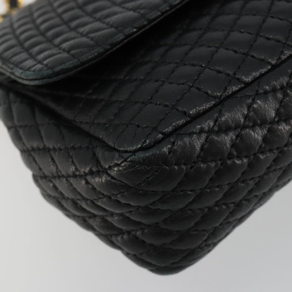 BALLY Chain Shoulder Bag Leather Black Gold Auth BA13398A
