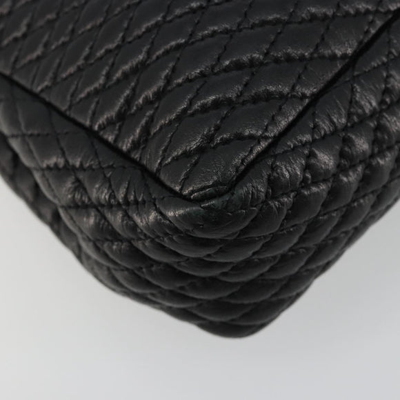 BALLY Chain Shoulder Bag Leather Black Gold Auth BA13398A