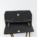 BALLY Chain Shoulder Bag Leather Black Gold Auth BA13398A-10