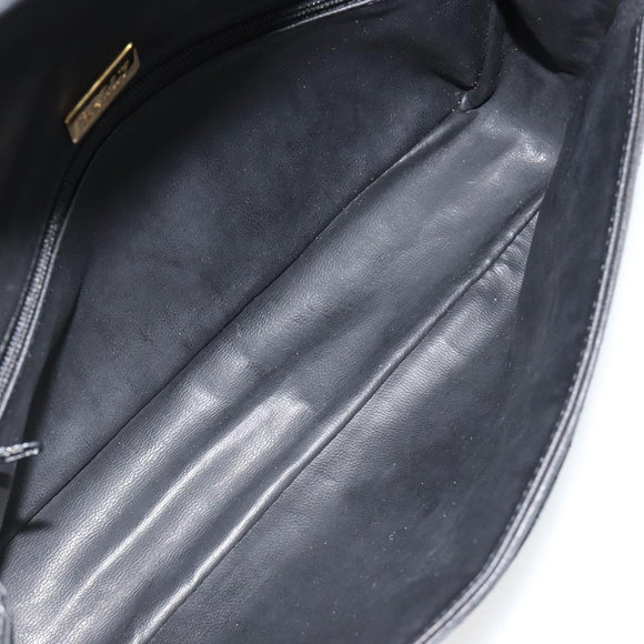 BALLY Chain Shoulder Bag Leather Black Gold Auth BA13398A