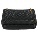 BALLY Chain Shoulder Bag Leather Black Gold Auth BA13398A-13