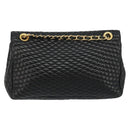 BALLY Chain Shoulder Bag Leather Black Gold Auth BA13398A-2