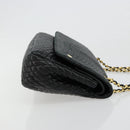 BALLY Chain Shoulder Bag Leather Black Gold Auth BA13398A-3
