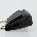 BALLY Chain Shoulder Bag Leather Black Gold Auth BA13398A-4