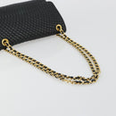 BALLY Chain Shoulder Bag Leather Black Gold Auth BA13398A-7