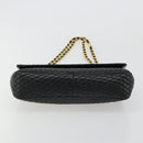 BALLY Chain Shoulder Bag Leather Black Gold Auth BA13398A-5