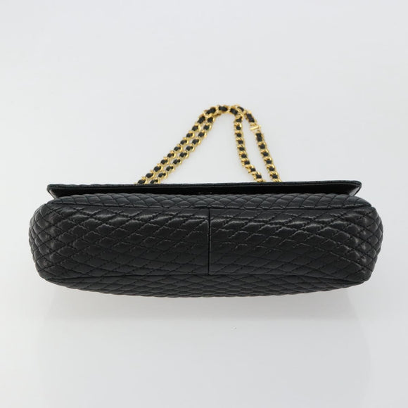 BALLY Chain Shoulder Bag Leather Black Gold Auth BA13398A