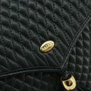BALLY Chain Shoulder Bag Leather Green Gold Auth BA13399A-18