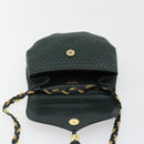 BALLY Chain Shoulder Bag Leather Green Gold Auth BA13399A-9