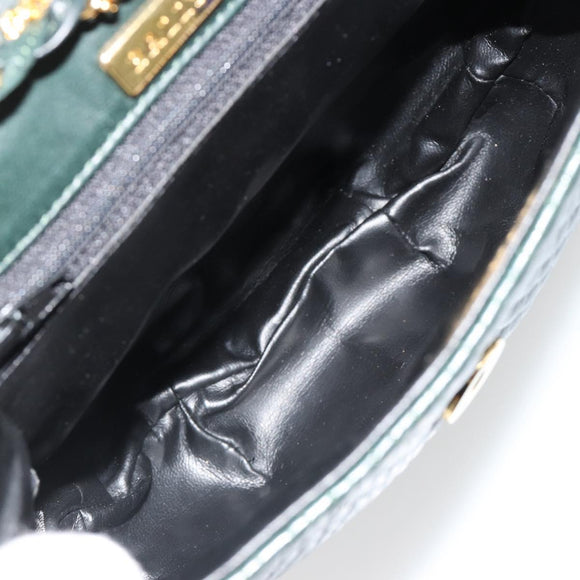 BALLY Chain Shoulder Bag Leather Green Gold Auth BA13399A