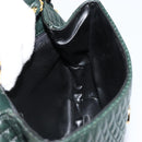 BALLY Chain Shoulder Bag Leather Green Gold Auth BA13399A-21