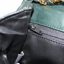 BALLY Chain Shoulder Bag Leather Green Gold Auth BA13399A-23