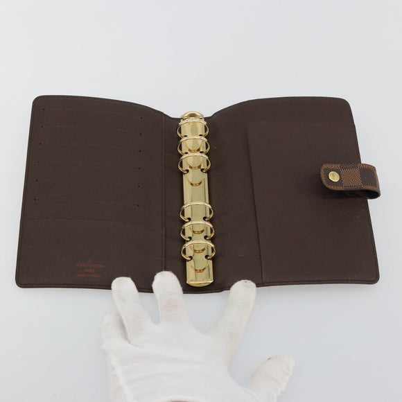 LOUIS VUITTON Damier Ebene Agenda MM Day Planner Cover R20240 LV Auth BA13405