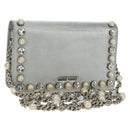 Miu Miu Shoulder Bag Leather Silver Auth BA13407M-1
