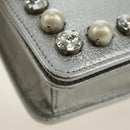 Miu Miu Shoulder Bag Leather Silver Auth BA13407M-14