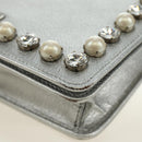 Miu Miu Shoulder Bag Leather Silver Auth BA13407M-15