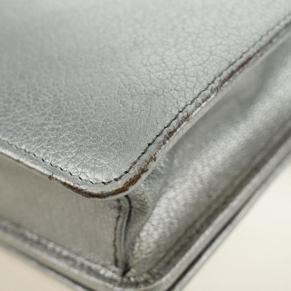 Miu Miu Shoulder Bag Leather Silver Auth BA13407M
