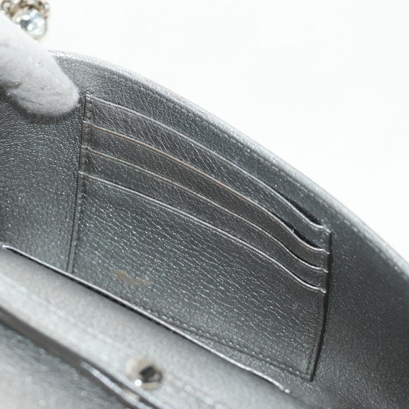 Miu Miu Shoulder Bag Leather Silver Auth BA13407M