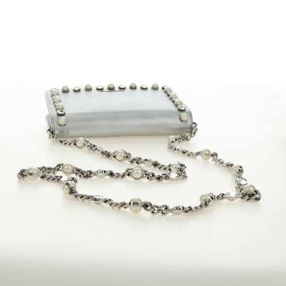 Miu Miu Shoulder Bag Leather Silver Auth BA13407M