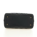 Christian Dior Lady Dior Hand Bag Lamb Skin 2way Black Gold Auth BA13408V-5