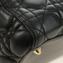 Christian Dior Lady Dior Hand Bag Lamb Skin 2way Black Gold Auth BA13408V-16