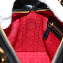 Christian Dior Lady Dior Hand Bag Lamb Skin 2way Black Gold Auth BA13408V-25