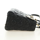 Christian Dior Lady Dior Hand Bag Lamb Skin 2way Black Gold Auth BA13408V-4