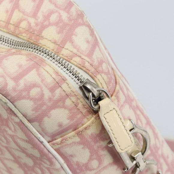 Christian Dior Trotter Canvas Schultertasche PVC Rosa Silber Auth BA13409
