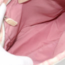 Christian Dior Trotter Canvas Schultertasche PVC Rosa Silber Auth BA13409-11