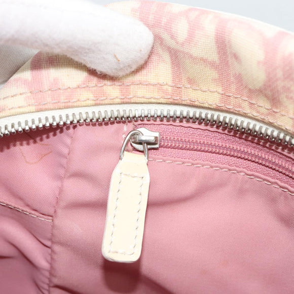 Christian Dior Trotter Canvas Schultertasche PVC Rosa Silber Auth BA13409